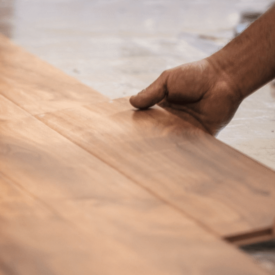 Engineered hardwood flooring installation in Cary NC with warm wood tones, clean plank alignment, and a smooth finished surface. See installation details, prep work, and finish results.