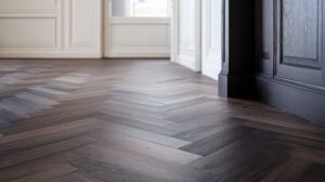 Luxury Hardwood Herringbone Flooring in Modern Home Entryway