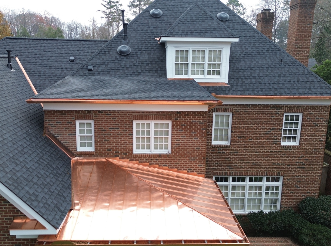 Cary Residential Construction | Brick Home with Copper Roof
