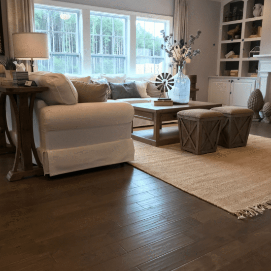 Custom Home Living Room Hardwood Flooring Installation