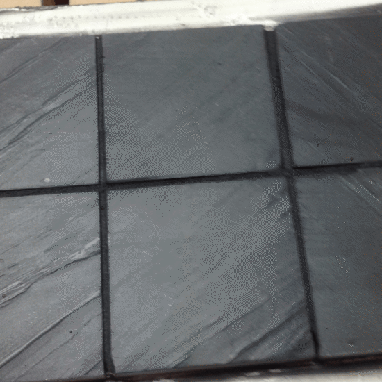 Slate tile sample board with white grout lines for flooring selection in Cary NC (1)